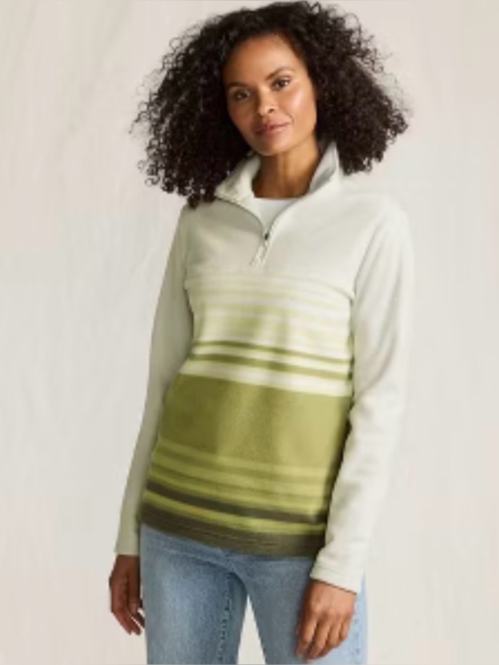 Lands' End Ombre Striped 1/4-Zip Yoke Fleece Pullover Women’s S NEW